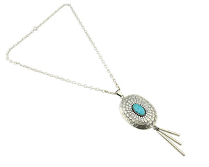 Navajo Necklace .925 Silver Turquoise Artist Signed Alvin Yazzie C.80's