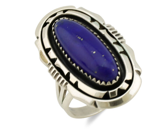 Navajo Ring 925 Silver Natural Lapis Lazuli Artist Signed William Denetdale C80s