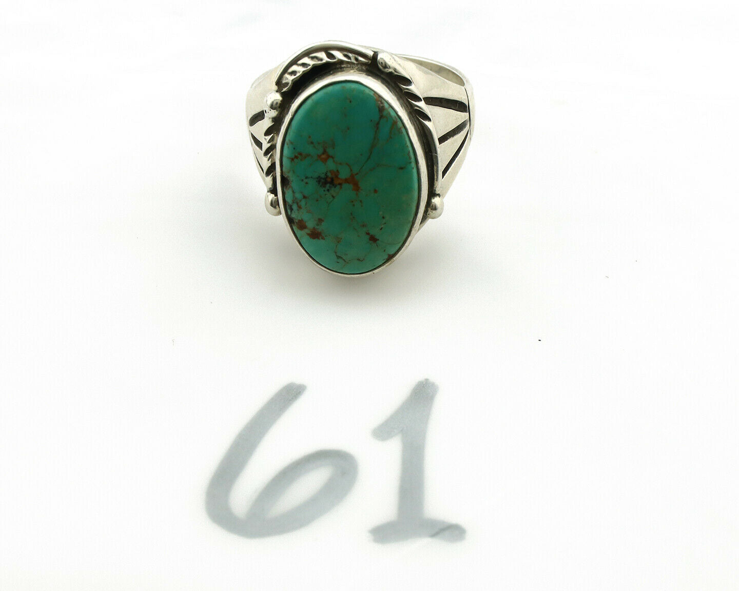 Navajo Ring .925 Silver Green Southwest Turquoise Native Artist C.80's