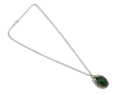 Women's Navajo Malachite Pendant Handmade .925 Silver Signed MP