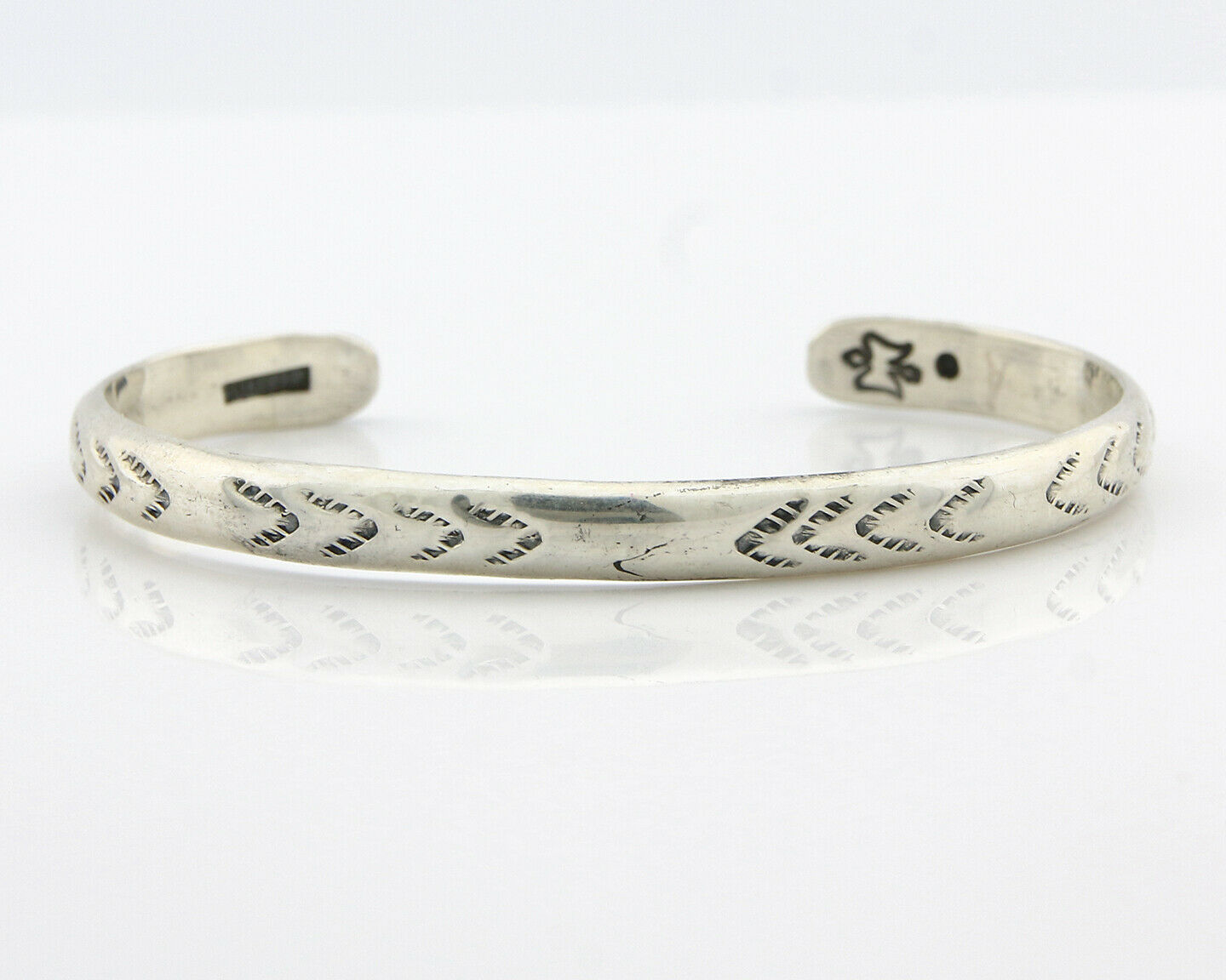 Navajo Bracelet .925 Silver Hand Stamped Arrow Head Artist Montoya C.80's