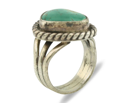 Navajo Ring .925 Silver Kingman Turquoise Native American Artist C.1980's