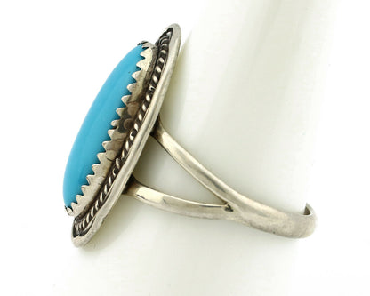 Navajo Ring .925 Silver Sleeping Beauty Turquoise Artist Signed Anna Begay C80s