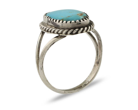 Navajo Handmade Ring 925 Silver Kingman Turquoise Artist Signed MC C.80's