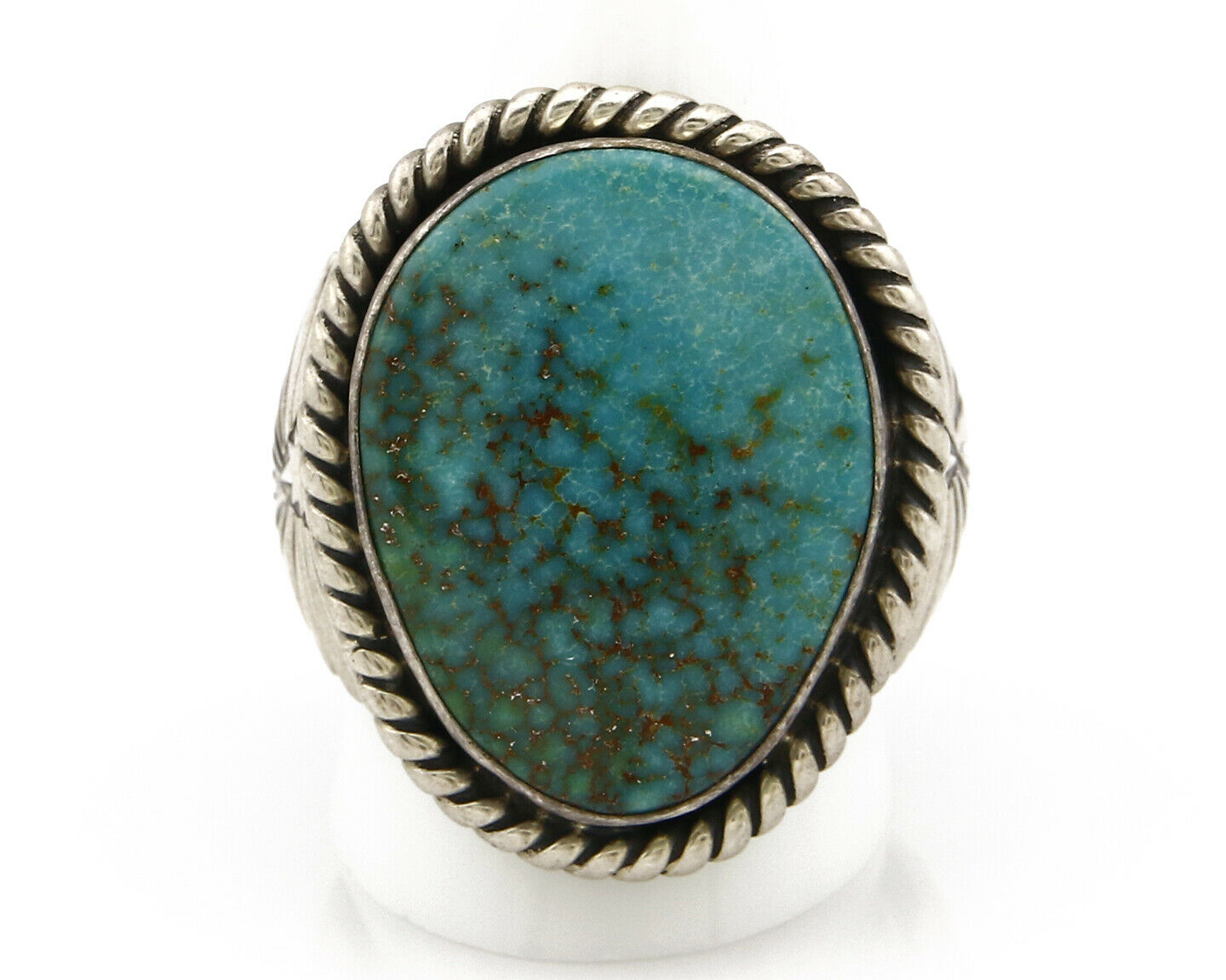 Navajo Kingman Turquoise Ring .925 Silver Artist Signed Doug Zachary C.80's