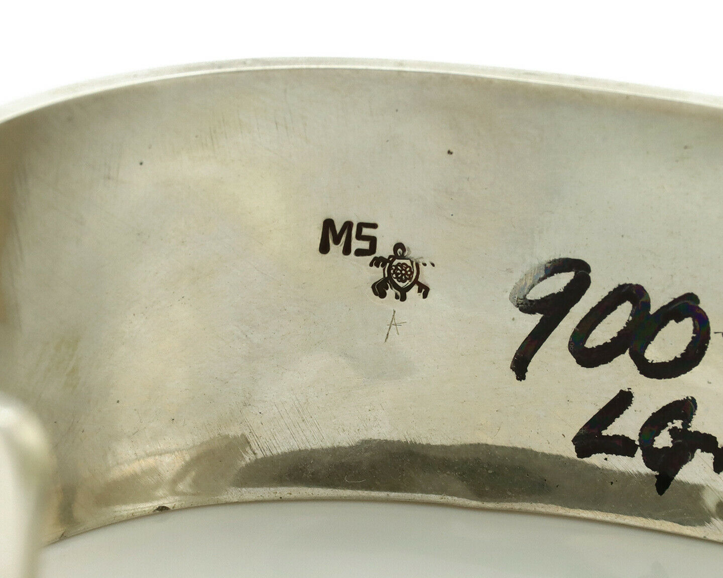 Hopi Turtle Bracelet .925 Silver Artist Signed Mitchell Sockyma C.90's