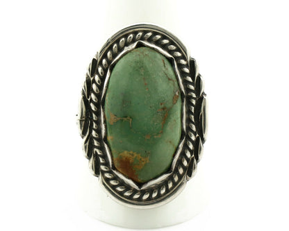 Navajo Ring .925 Silver Natural Green Turquoise Signed Apache C.80's