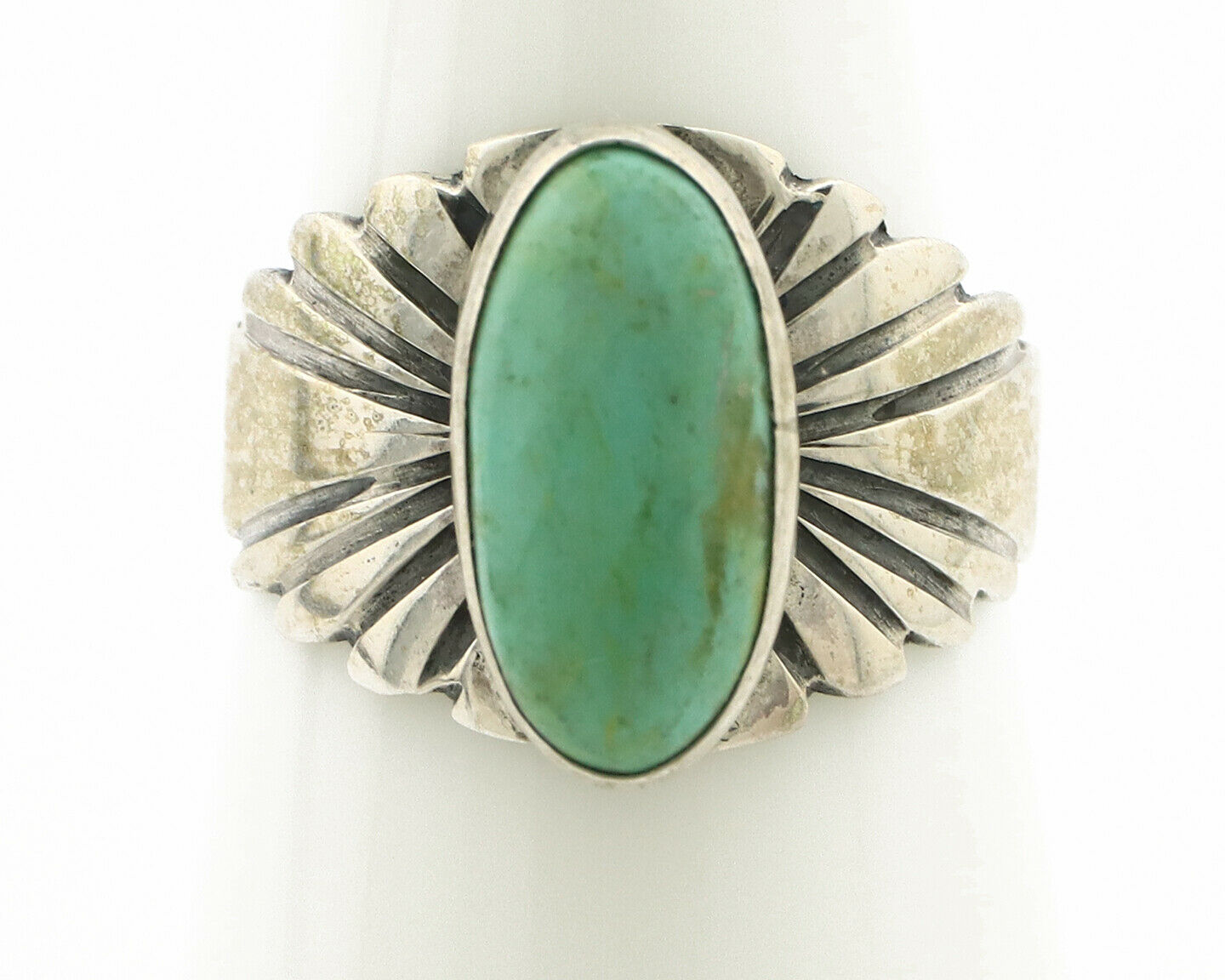 Navajo Ring .925 Silver Kingman Turquoise Artist Signed Apache C.80's