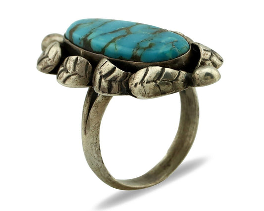 Navajo Ring 925 Silver Morenci Turquoise Native American Artist C.80's