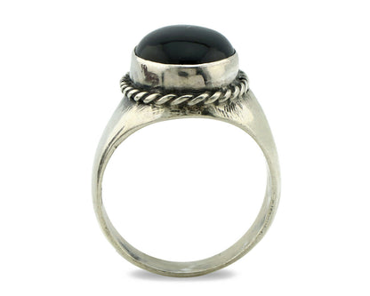 Navajo Ring .925 Silver Handmade Black Onyx Native American Artist C.80's