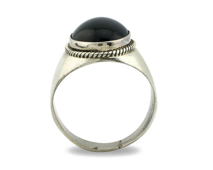 Navajo Ring .925 Silver Handmade Black Onyx Native American Artist C.80's