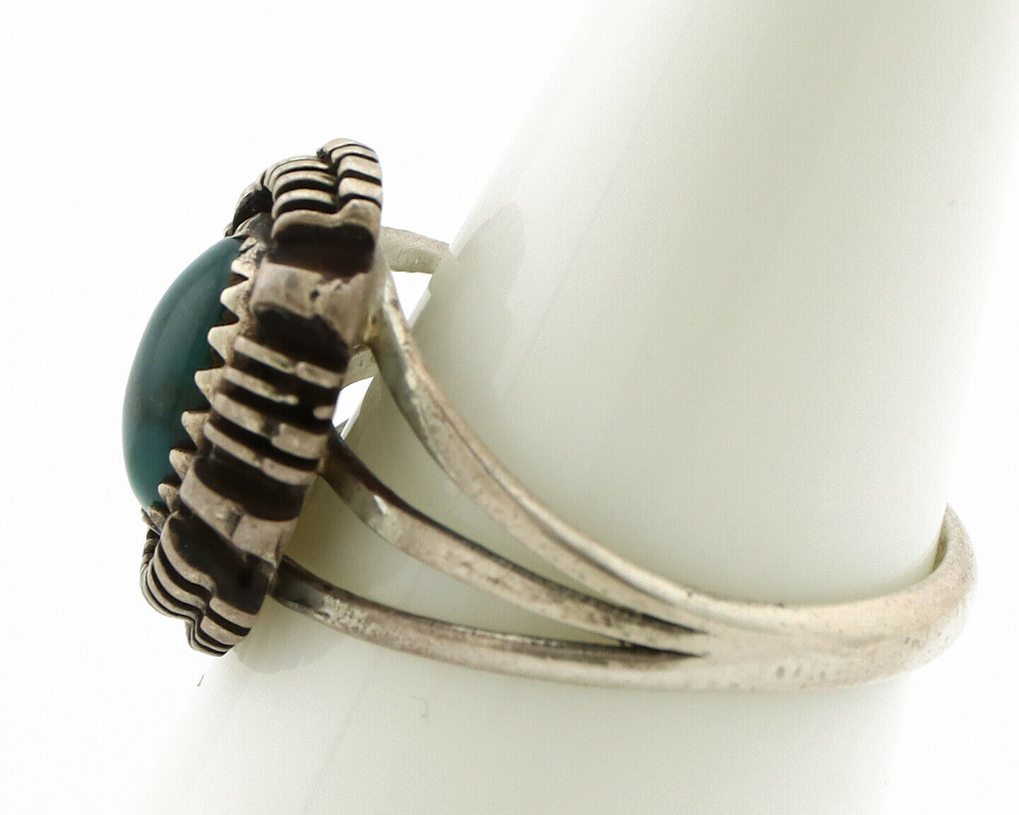 Navajo Ring .925 Silver Black Turquoise Artist Signed T.I.W C.80's