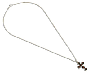 Zuni Handmade Cross Necklace 925 Silver Red Coral Native American Artist C.80's