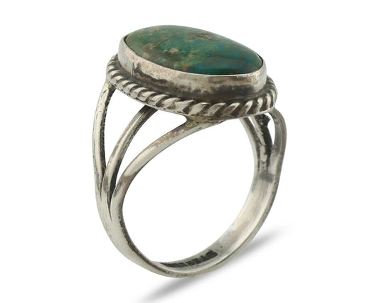 Navajo Handmade Ring .925 Silver Arizona Turquoise Native Artist C.80's
