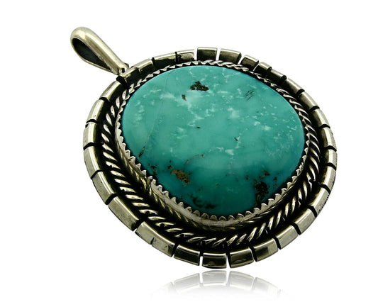 Navajo Pendant .925 Silver Kingman Turquoise Signed Artist Tom Willeto C.80's