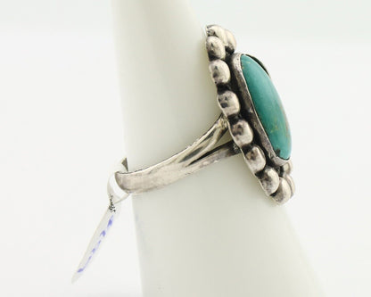 Navajo Ring .925 Silver Blue Gem Turquoise Native American Artist C.80's