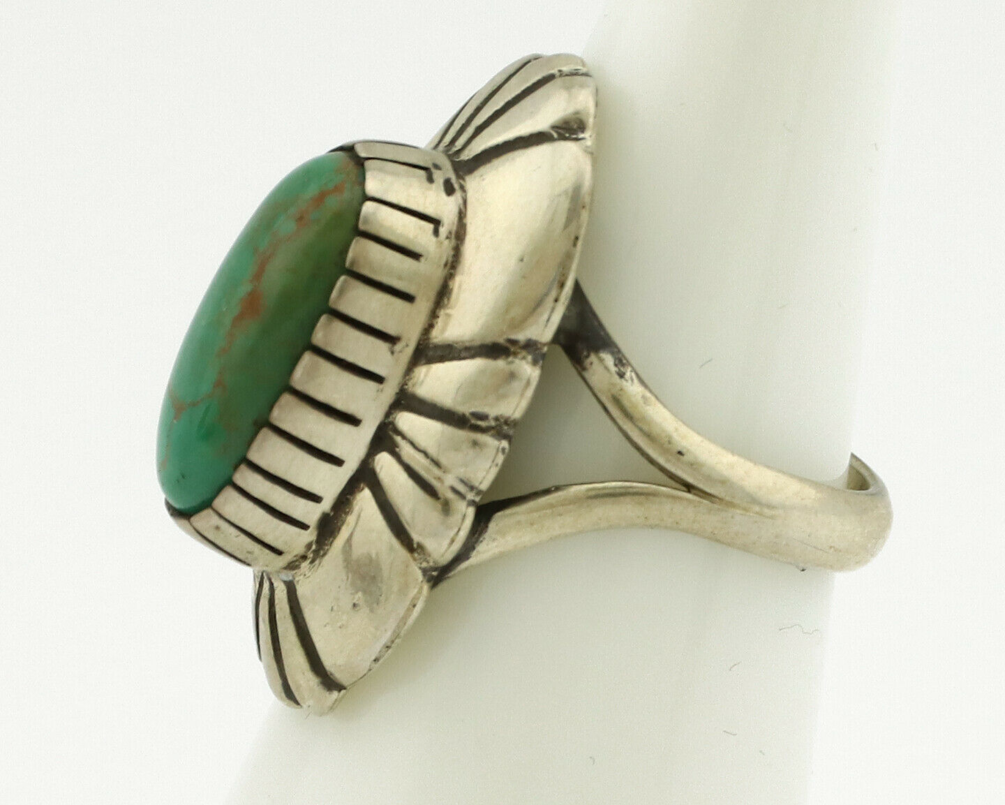 Navajo Ring .925 Silver Green Turquoise Signed M Montoya C.80's