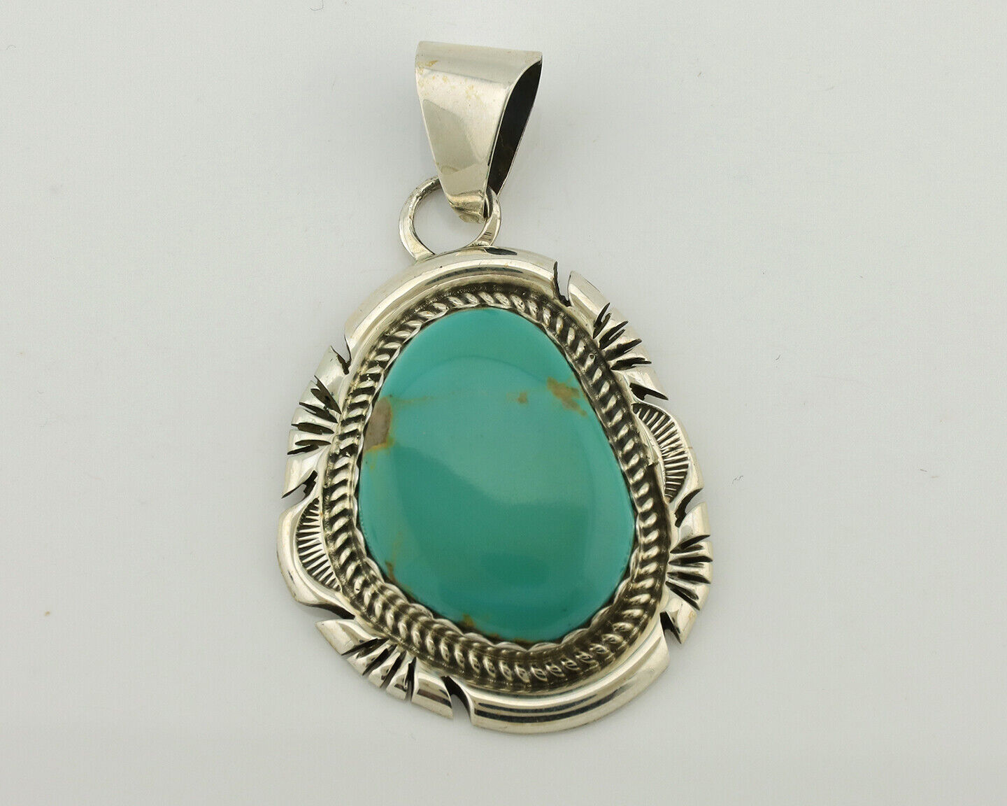 Navajo Necklace .925 Silver Arizona Turquoise Signed Jon McCray C.1980's