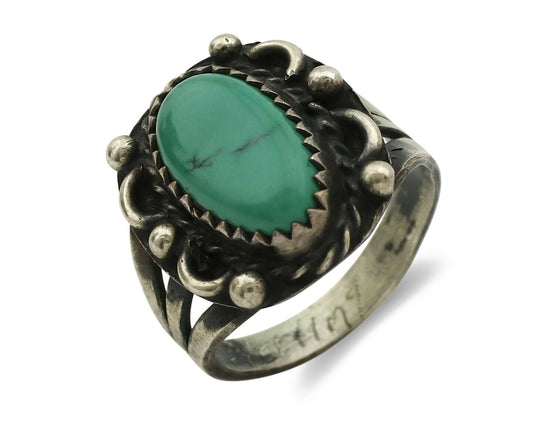 Navajo Ring .925 Silver Blue Turquoise Artist Signed F C.1980's