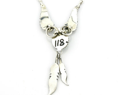 C. 1990 Navajo Handmade .925 Silver & Natural Malachite Necklace