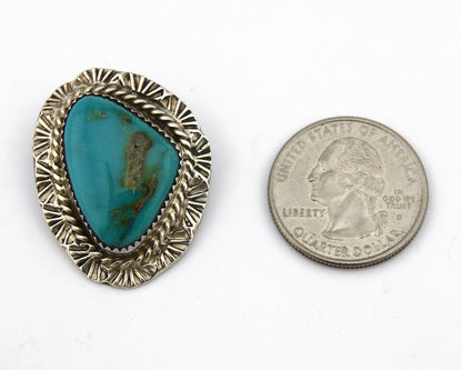 Navajo Pendant .925 Silver Royston Turquoise Native Artist C.80's