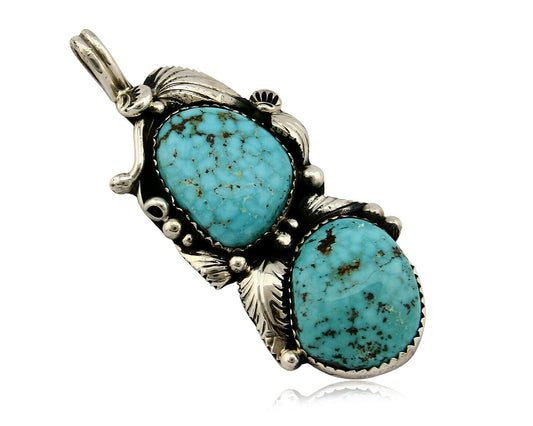 Navajo Pendant .925 Silver Kingman Turquoise Signed Artist Tom Willeto C.80's