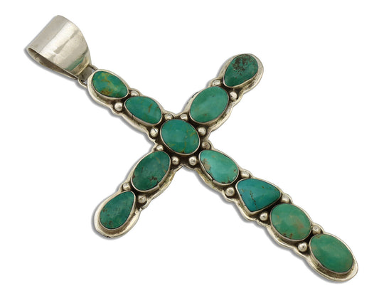 Navajo Cross Necklace 925 Silver Turquoise Artist Signed James Mason C.80's