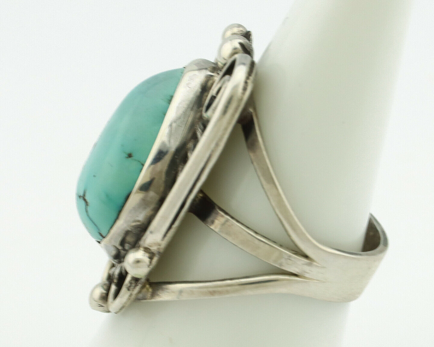 Navajo Ring .925 Silver Natural Bisbee Turquoise Artist Signed JT C.80's
