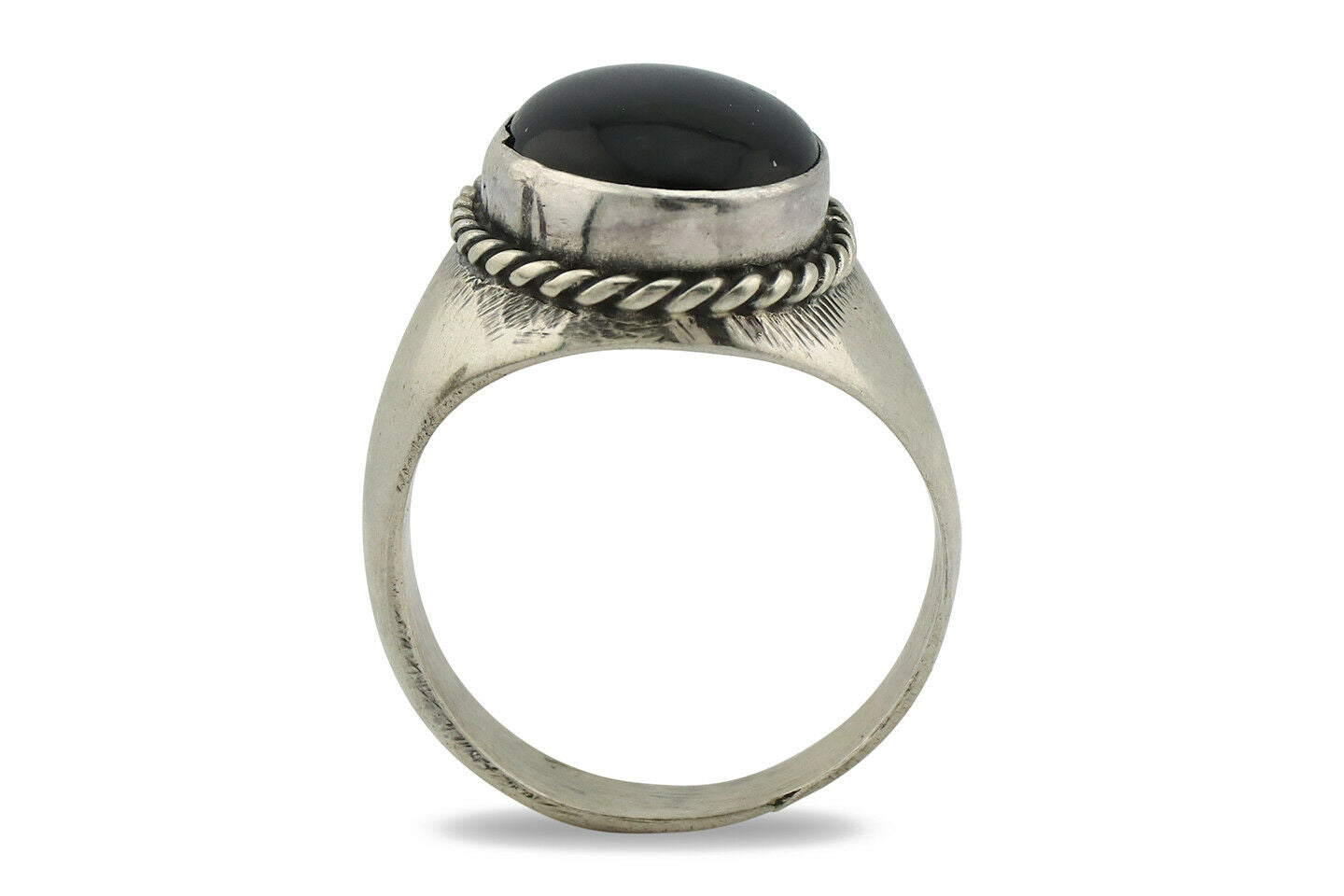 Navajo Ring .925 Silver Black Onyx Native American Artist C.80's