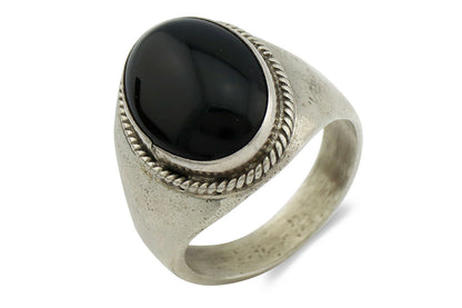 Navajo Ring .925 Silver Black Onyx Native American Artist C.80's