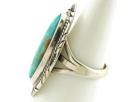 Navajo Ring 925 Silver Natural Blue Turquoise Signed M Begay C.80's