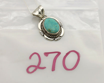 Navajo Necklace .925 Silver Kingman Turquoise Signed JP C.1980's