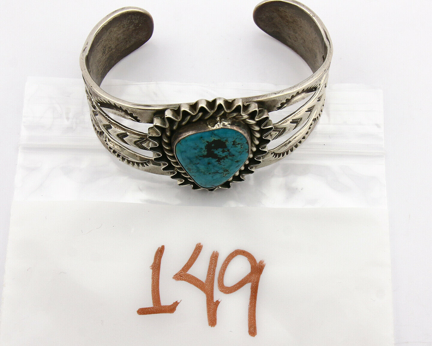 Navajo Bracelet .925 Silver Turquoise Handmade Cuff Native American C.80's