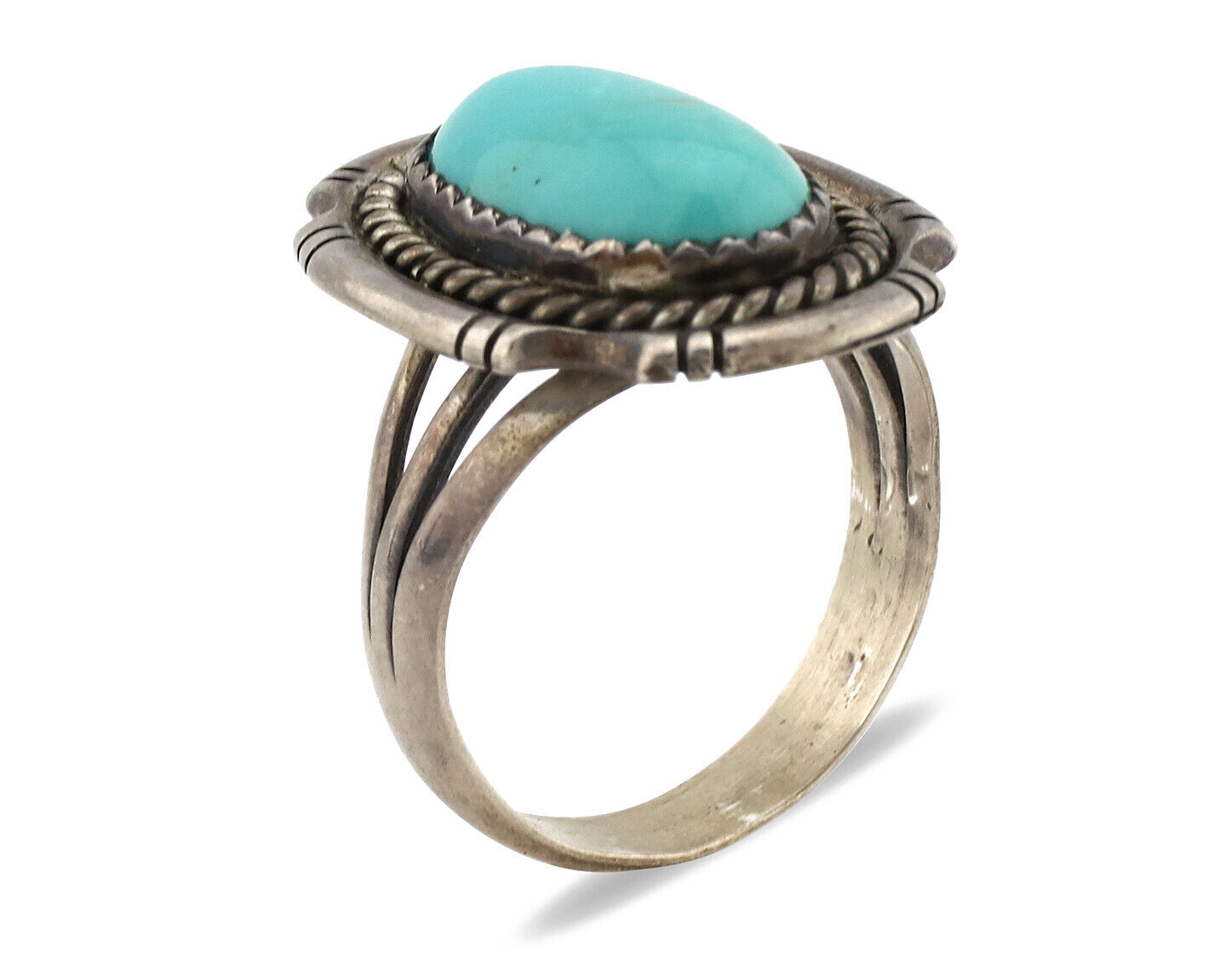 Navajo Ring 925 Silver Turquoise Artist Signed C.80's