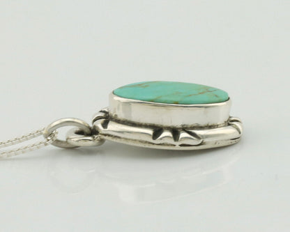 Navajo Necklace .925 Silver Arizona Turquoise Signed Gecko C.1980's
