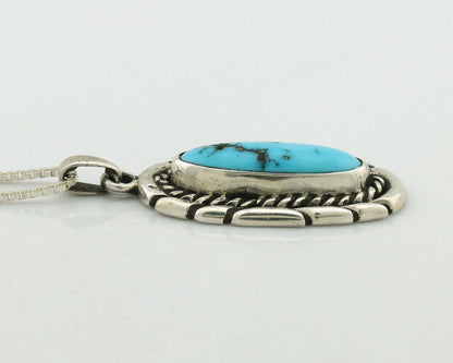 Navajo Necklace 925 Silver Sleeping Beauty Turquoise Signed M Montoya C.80's