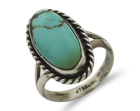 Navajo Handmade Ring .925 Silver Southwest Turquoise Native Artist C.80's