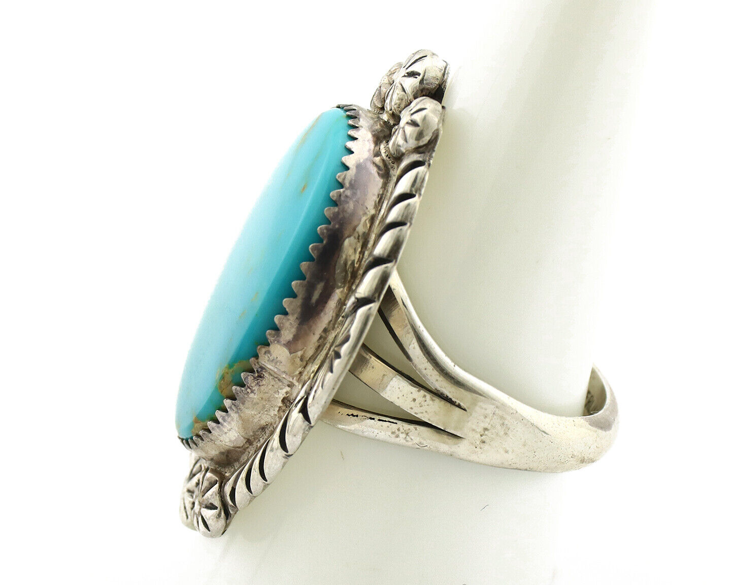 Navajo Ring 925 Silver Turquoise Mountain Artist Signed M Begay C.80's