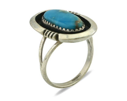 Navajo Ring .925 Silver Natural Turquoise Native American Artist C.80's