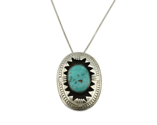 Navajo Pendant .925 Silver Blue Turquoise Native American C.80's