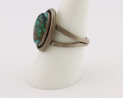 Navajo Handmade Ring .925 Silver Spiderweb Turquoise Native American Artist C80s