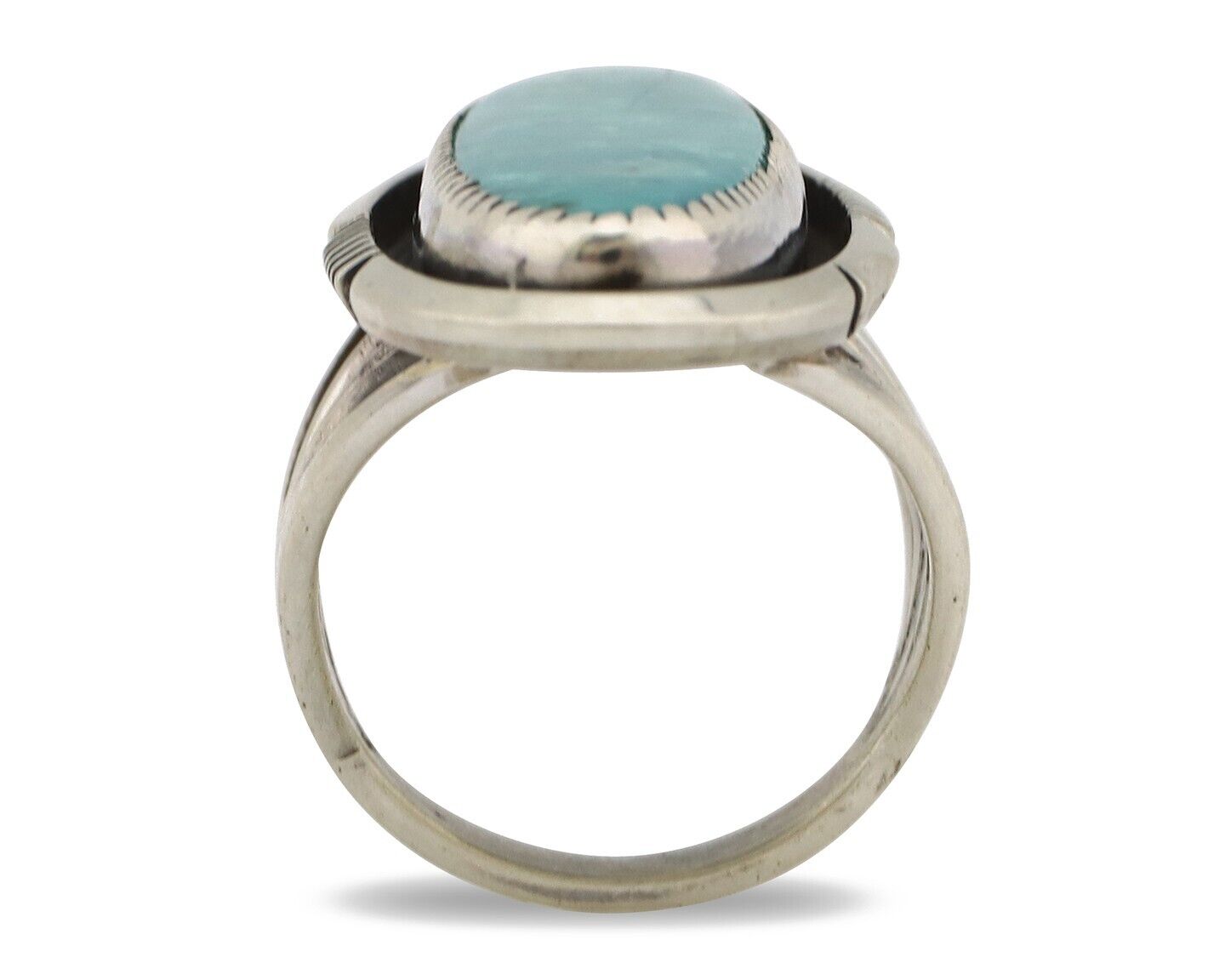 Navajo Ring 925 Silver Blue Gem Turquoise Artist Signed William Denetdale C.80's