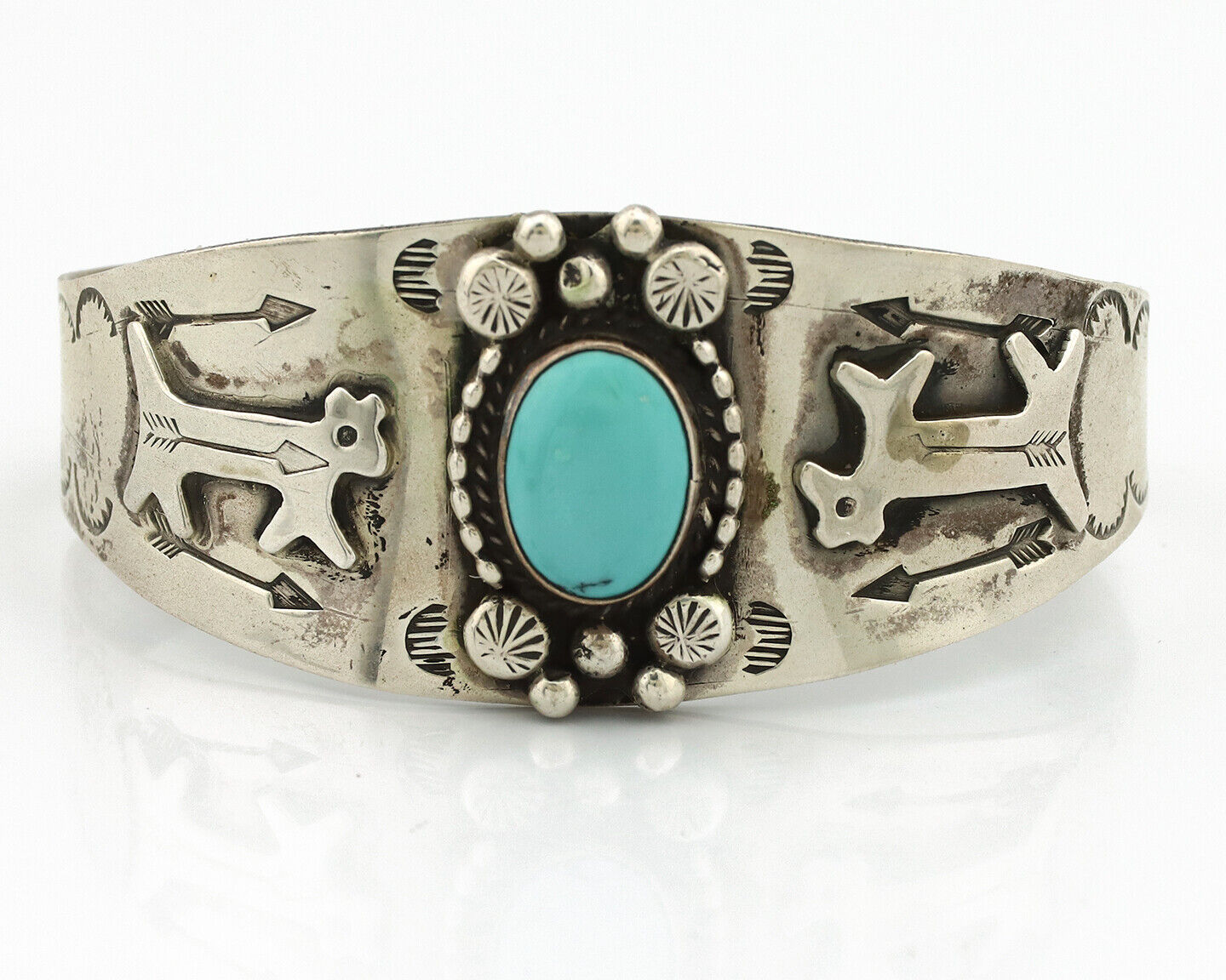 Women's Navajo .925 Silver Natural Turquoise Artist Signed GR C.80's