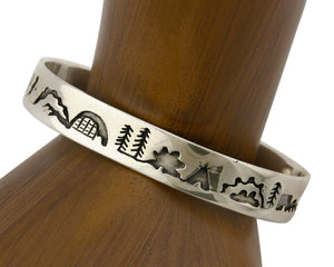 Navajo Bracelet .925 Silver Hand Stamped Artist Native American C.80's