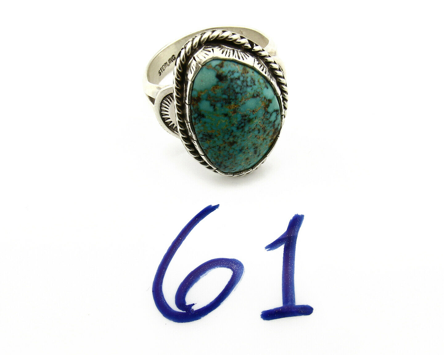 Navajo Turquoise Ring .925 Silver Handmade Signed Artist Begay C.80's