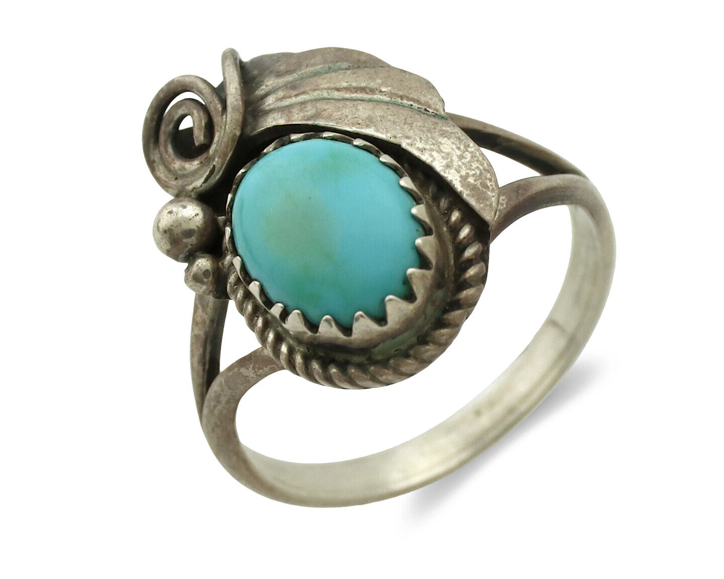 Navajo Ring .925 Silver Kingman Turquoise Native American Artist C.80's