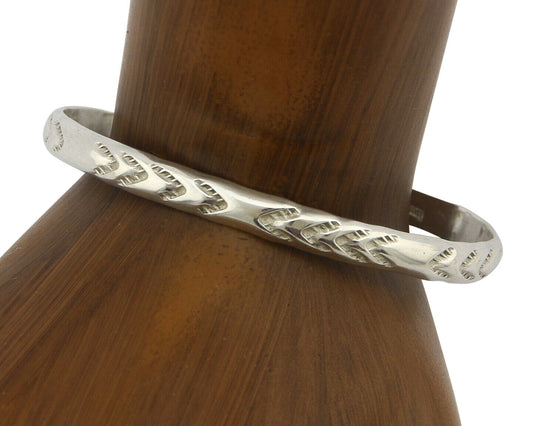 Navajo Bracelet .925 Silver Hand Stamped Arrow Head Artist Montoya C.80's