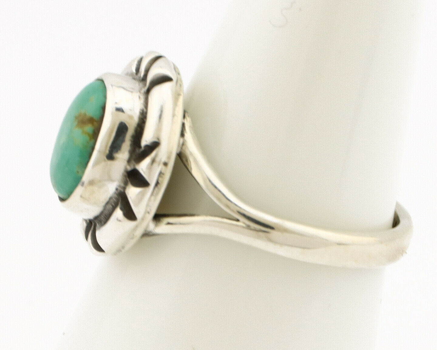 Navajo Ring .925 Silver Kingman Turquoise Artist Signed Gecko C.90's