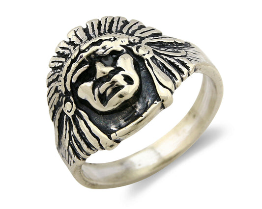 Navajo Warrior Chief Ring .925 Silver Artist Signed Wheeler C.80's Size 11