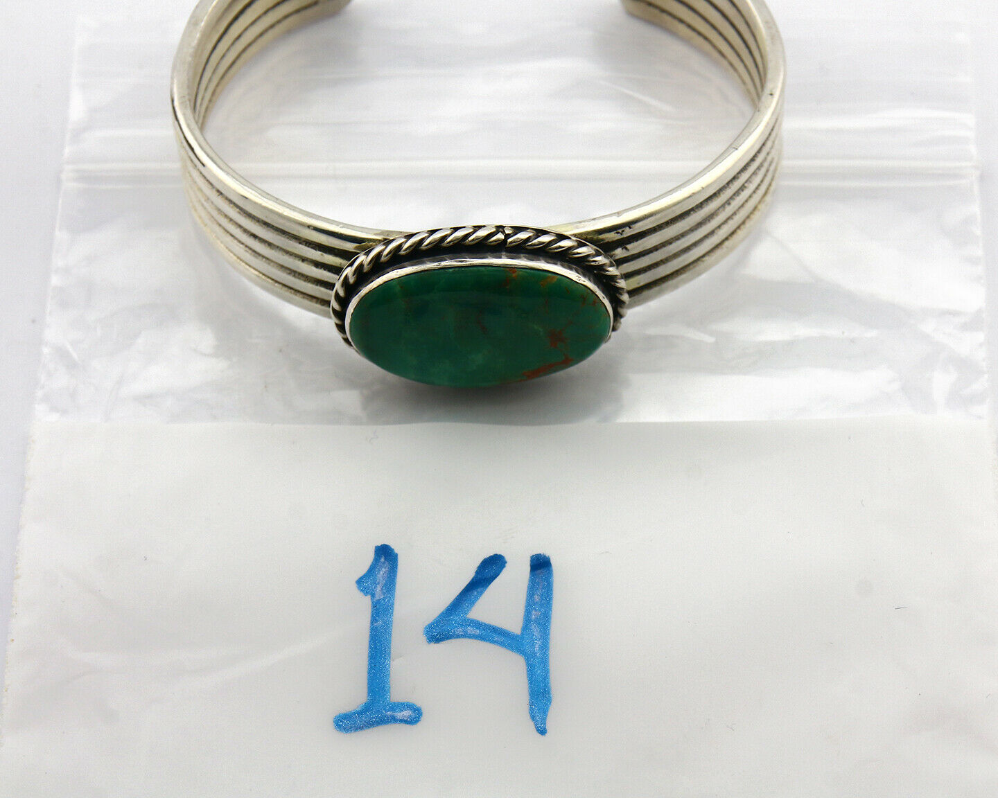 Navajo Turquoise Bracelet .925 Silver Signed Artist JM C.80's